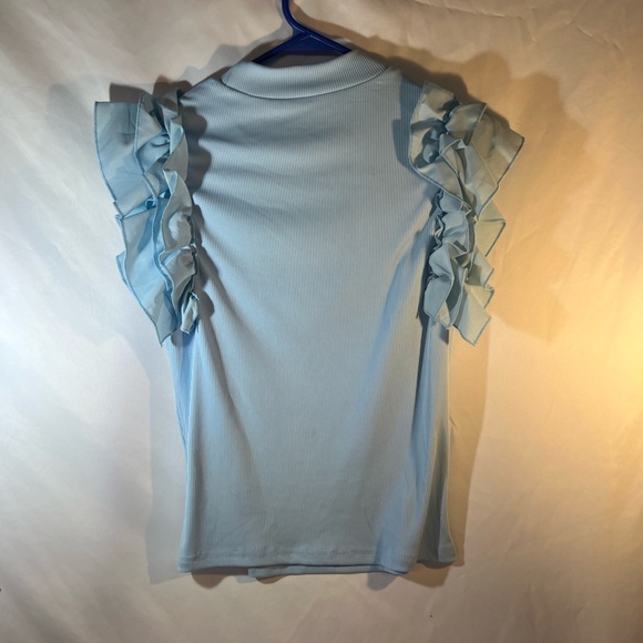 Light Blue Ruffle Sleeve Top - Picture 2 of 2